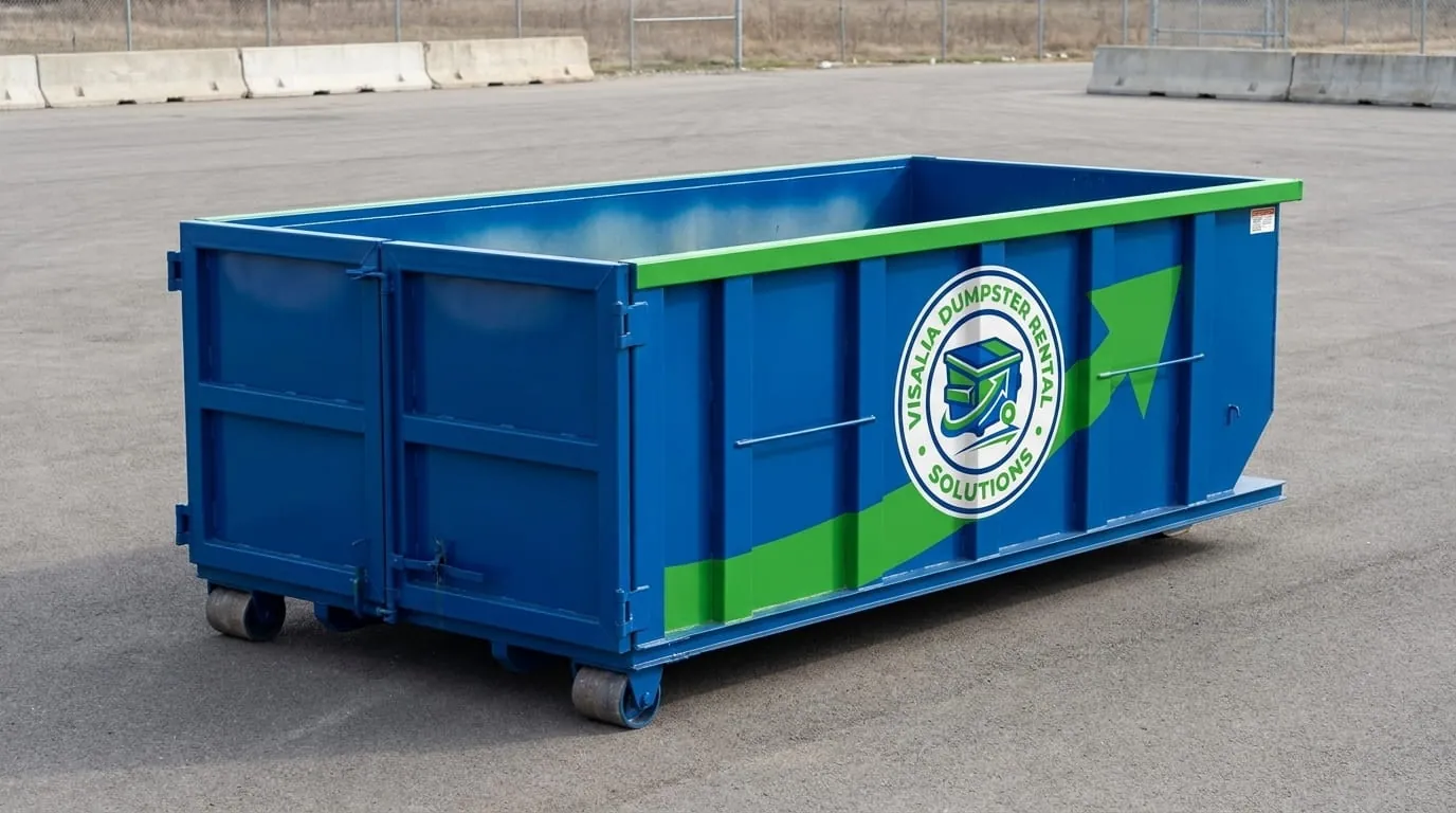 Open roll-off container ready for concrete and heavy debris in Visalia, California